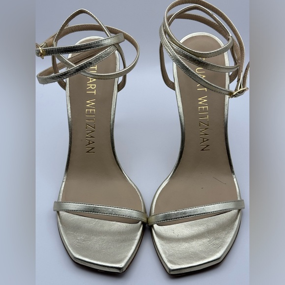 EUC STUART WEITZMAN BARELYNUDIST 100 LIGHT GOLD SZ 7B - Picture 3 of 8